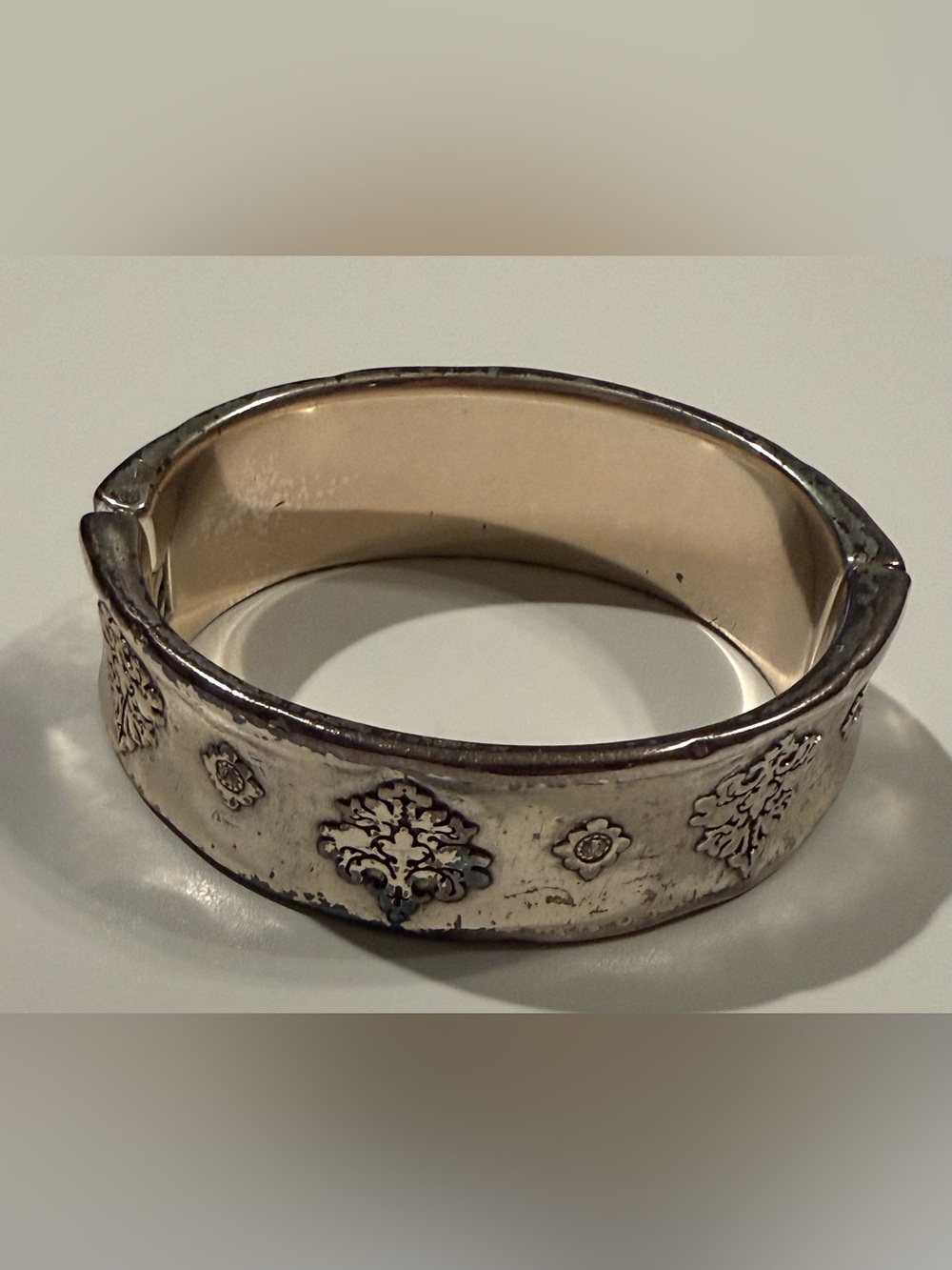 Brighton Retired Gothic Cathedral Silver Hinged Cuff Bangle Bracelet